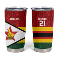 Zimbabwe Cricket Custom Tumbler Cup Zimbabwean Pattern Flag Motif - Wonder Print Shop
