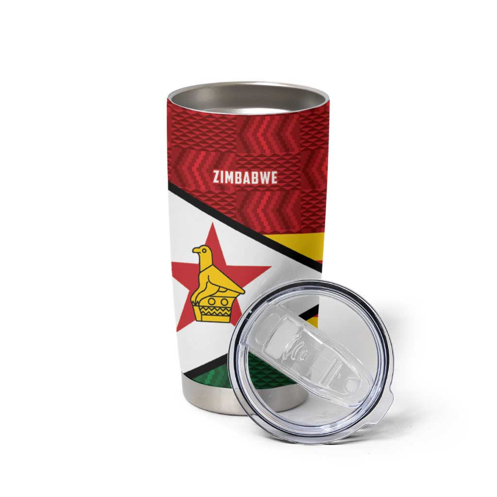 Zimbabwe Cricket Custom Tumbler Cup Zimbabwean Pattern Flag Motif - Wonder Print Shop