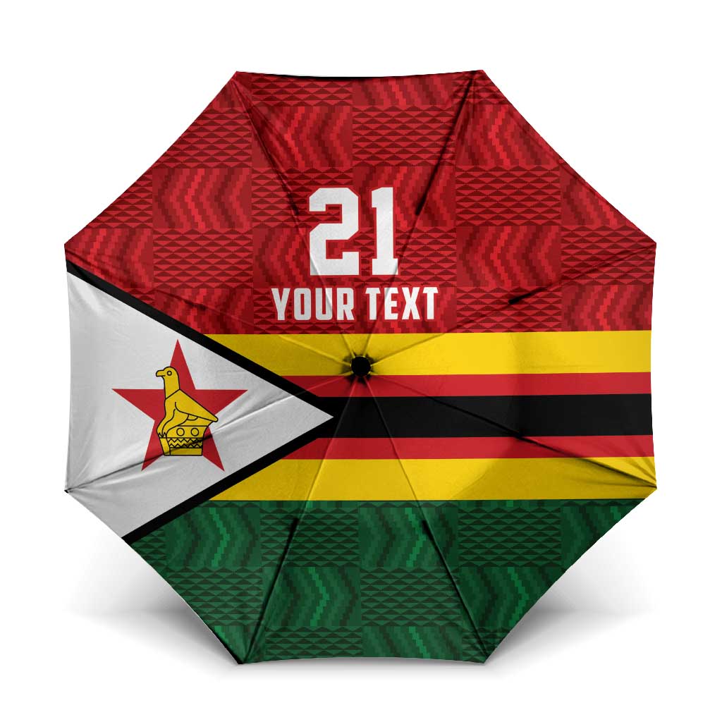 Zimbabwe Cricket Custom Umbrella Zimbabwean Pattern Flag Motif - Wonder Print Shop