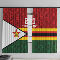Zimbabwe Cricket Custom Window Curtain Zimbabwean Pattern Flag Motif - Wonder Print Shop