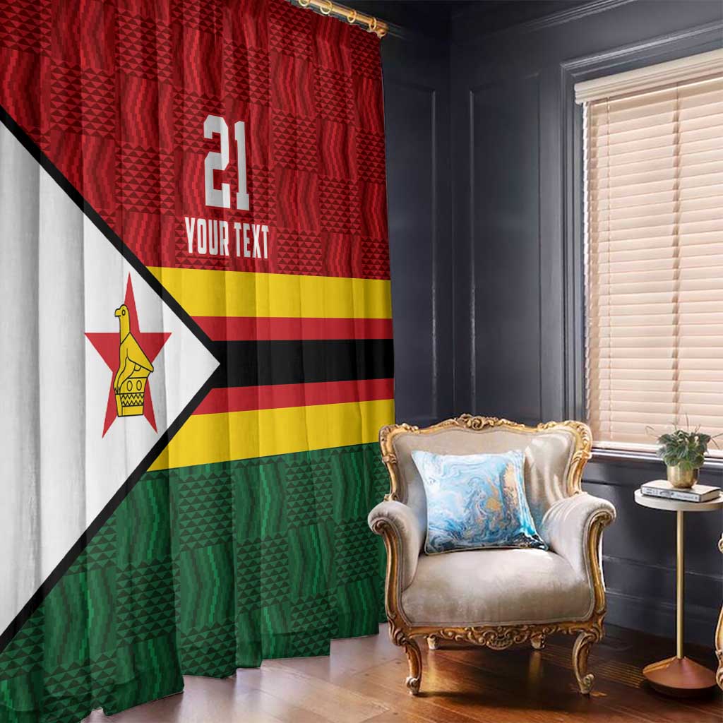 Zimbabwe Cricket Custom Window Curtain Zimbabwean Pattern Flag Motif - Wonder Print Shop