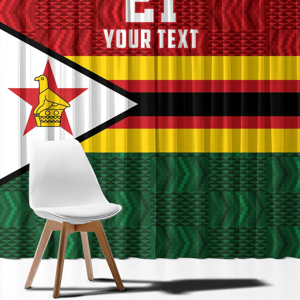 Zimbabwe Cricket Custom Window Curtain Zimbabwean Pattern Flag Motif - Wonder Print Shop