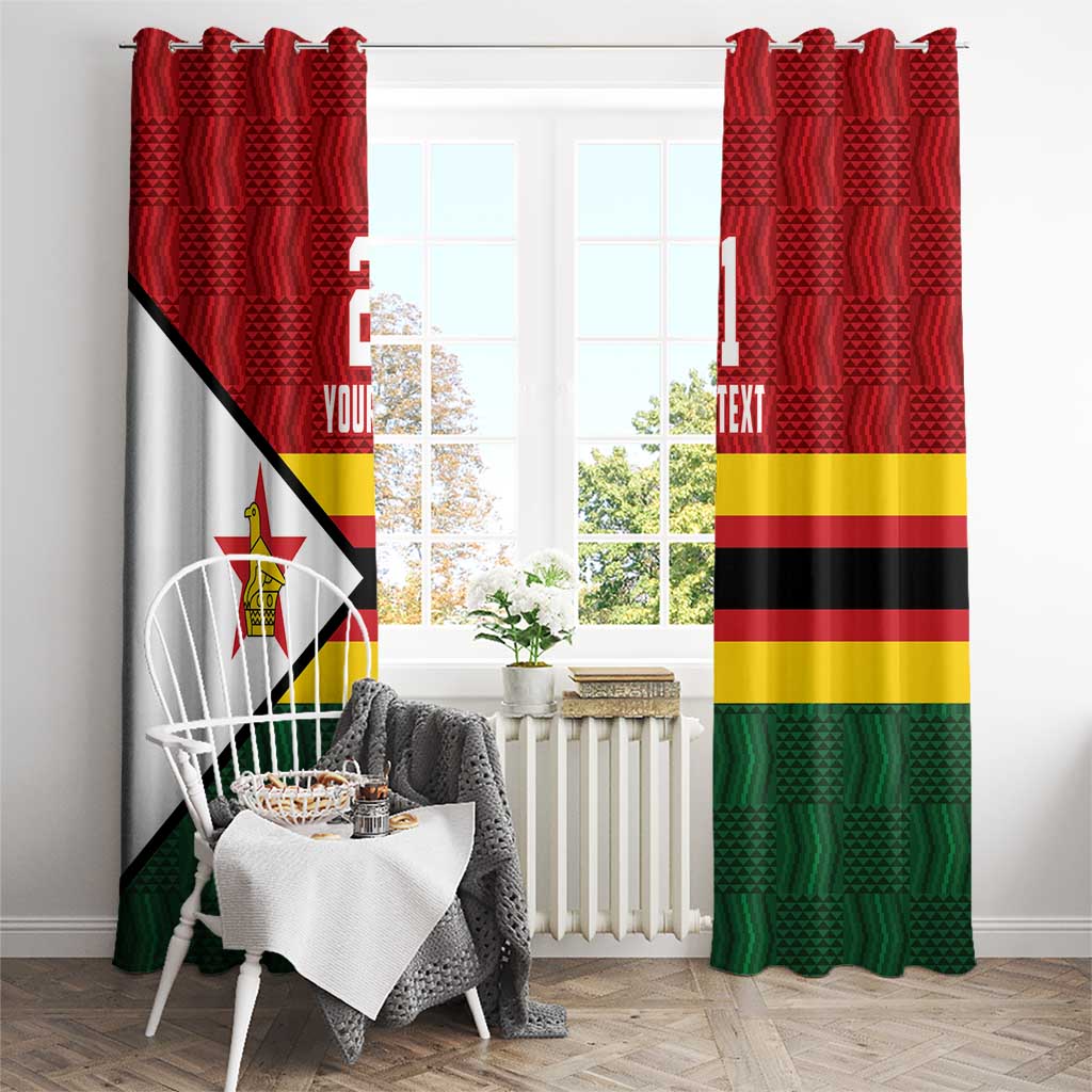 Zimbabwe Cricket Custom Window Curtain Zimbabwean Pattern Flag Motif - Wonder Print Shop