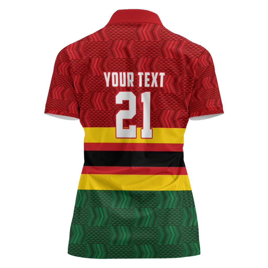 Zimbabwe Cricket Custom Women Polo Shirt Zimbabwean Pattern Flag Motif - Wonder Print Shop