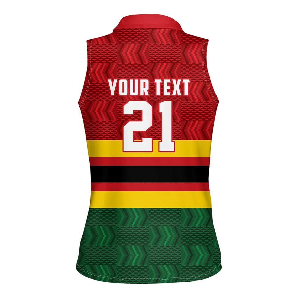 Zimbabwe Cricket Custom Women Sleeveless Polo Shirt Zimbabwean Pattern Flag Motif - Wonder Print Shop