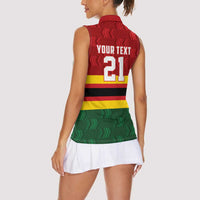 Zimbabwe Cricket Custom Women Sleeveless Polo Shirt Zimbabwean Pattern Flag Motif - Wonder Print Shop