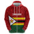 Zimbabwe Cricket Custom Zip Hoodie Zimbabwean Pattern Flag Motif - Wonder Print Shop