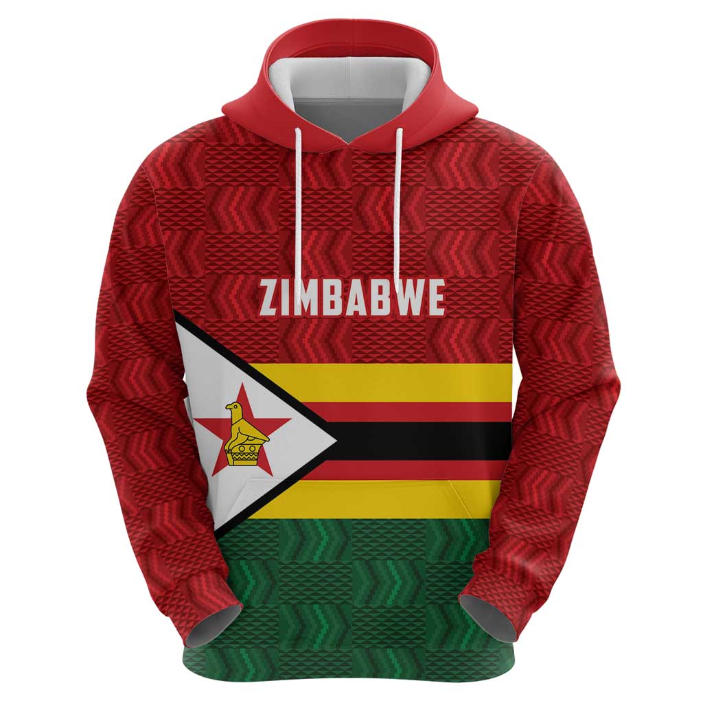 Zimbabwe Cricket Custom Zip Hoodie Zimbabwean Pattern Flag Motif - Wonder Print Shop