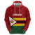 Zimbabwe Cricket Custom Zip Hoodie Zimbabwean Pattern Flag Motif - Wonder Print Shop