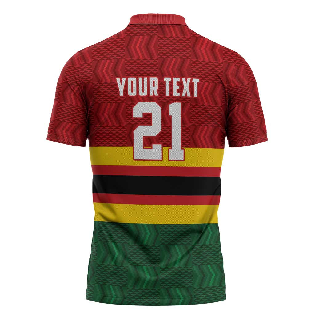 Zimbabwe Cricket Custom Zipper Polo Shirt Zimbabwean Pattern Flag Motif - Wonder Print Shop