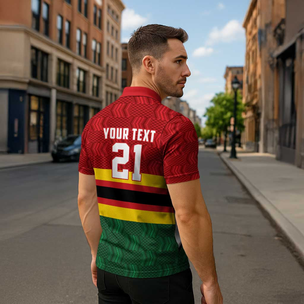 Zimbabwe Cricket Custom Zipper Polo Shirt Zimbabwean Pattern Flag Motif - Wonder Print Shop
