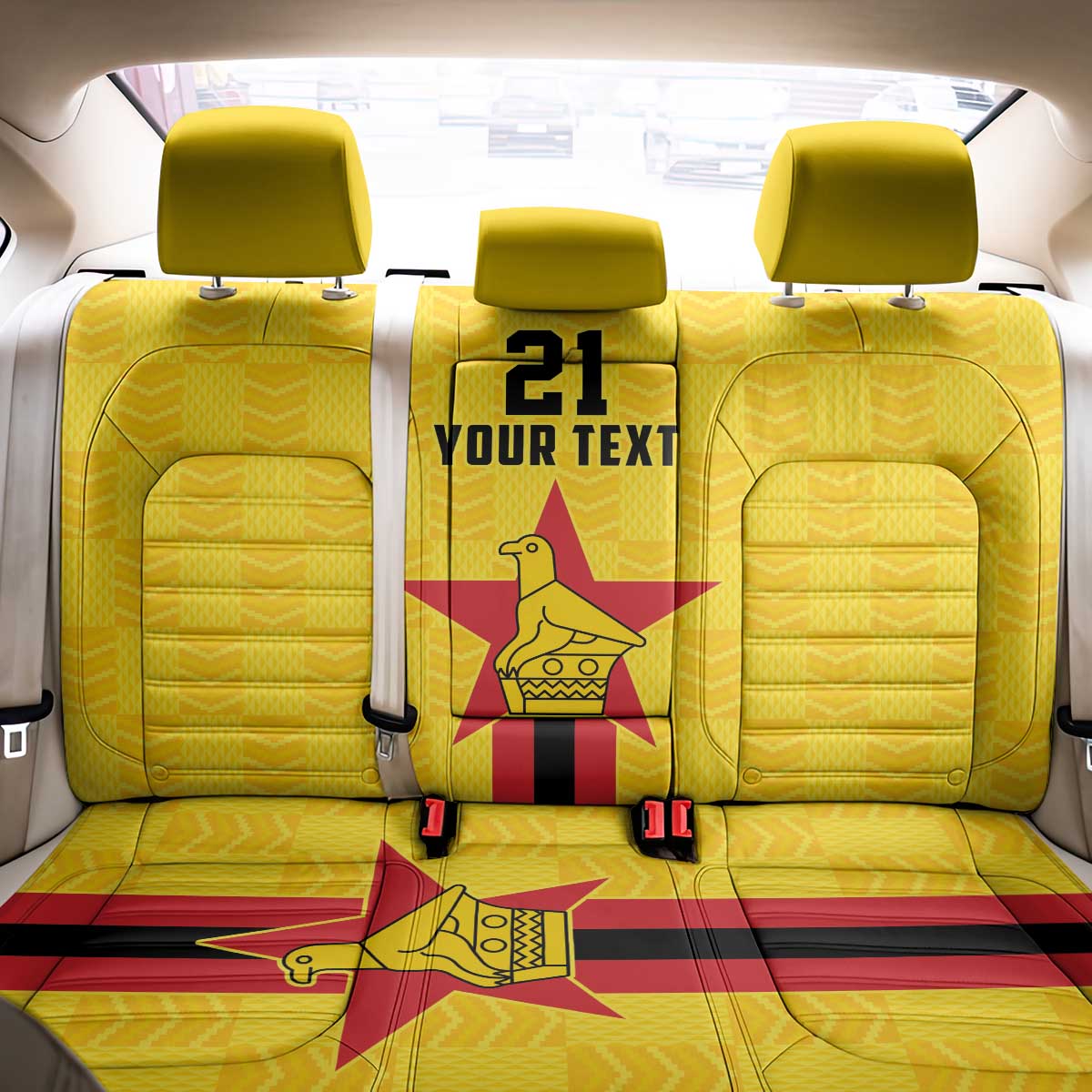 Zimbabwe Football Custom Back Car Seat Cover The Warriors with Zimbabwe Bird - Wonder Print Shop