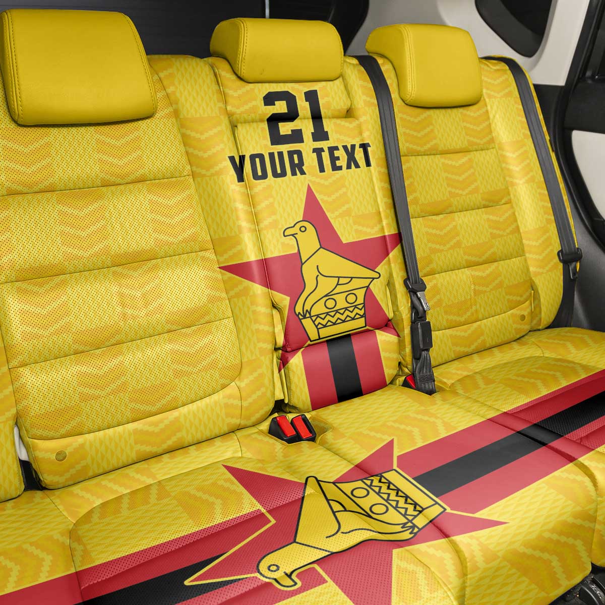 Zimbabwe Football Custom Back Car Seat Cover The Warriors with Zimbabwe Bird - Wonder Print Shop