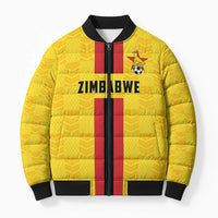 Zimbabwe Football Custom Bomber Puffer Jacket The Warriors with Zimbabwe Bird - Wonder Print Shop