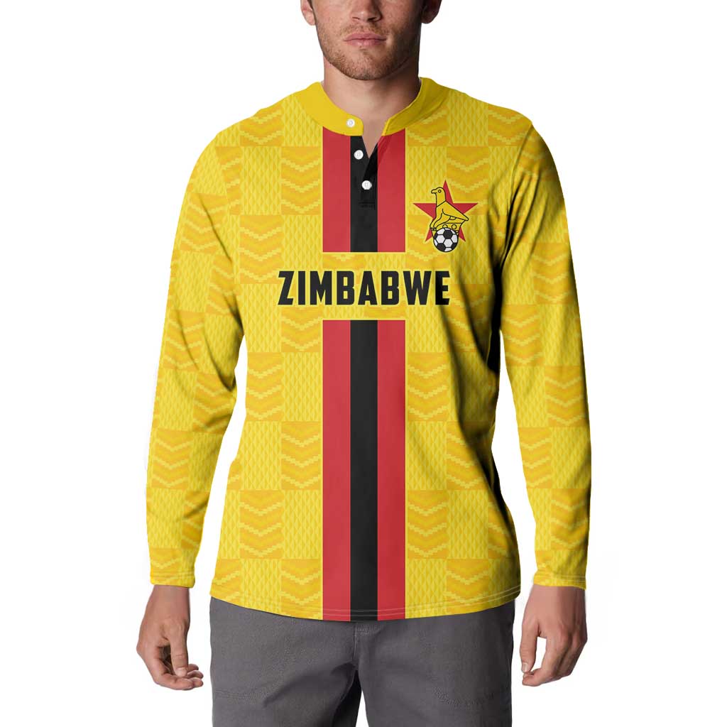Zimbabwe Football Custom Button Sweatshirt The Warriors with Zimbabwe Bird - Wonder Print Shop