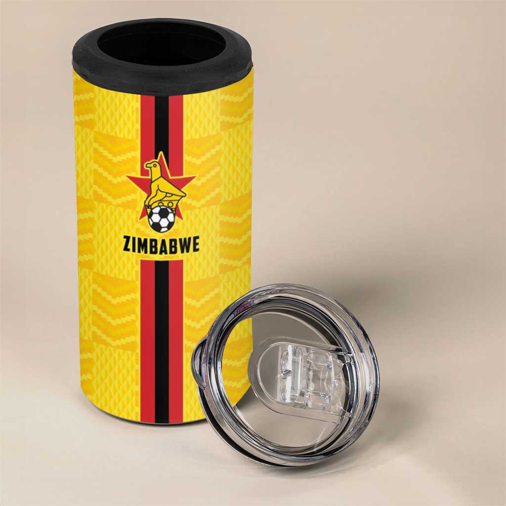 Zimbabwe Football Custom 4 in 1 Can Cooler Tumbler The Warriors with Zimbabwe Bird - Wonder Print Shop