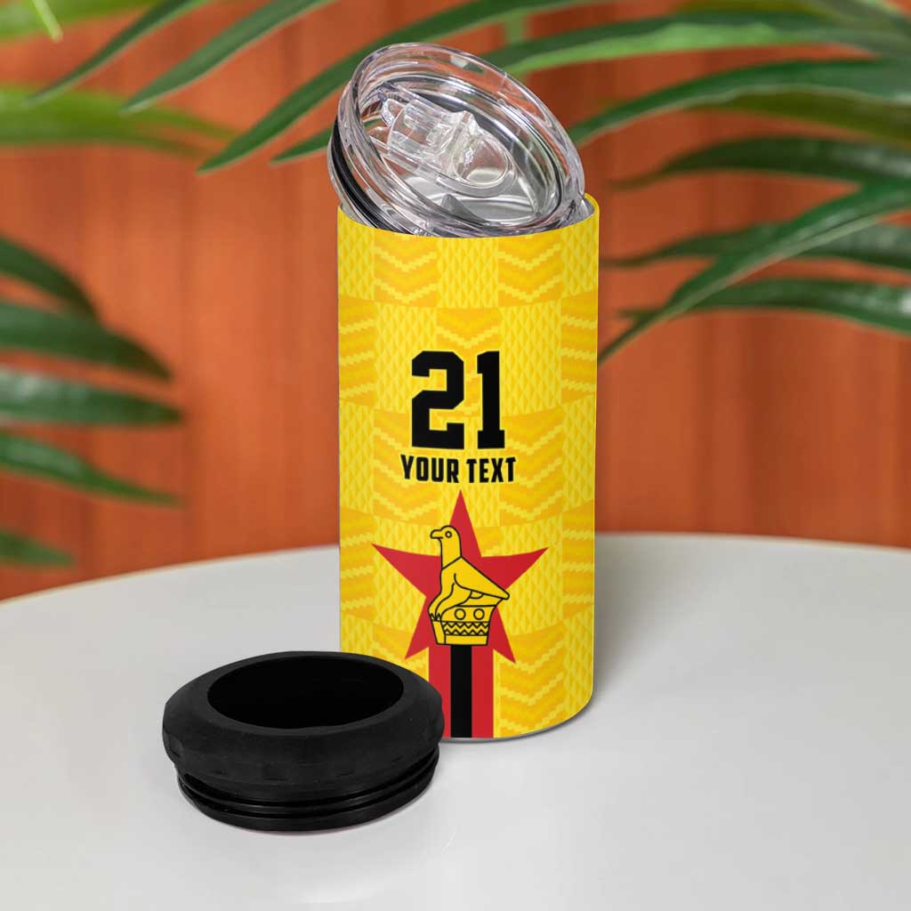 Zimbabwe Football Custom 4 in 1 Can Cooler Tumbler The Warriors with Zimbabwe Bird - Wonder Print Shop
