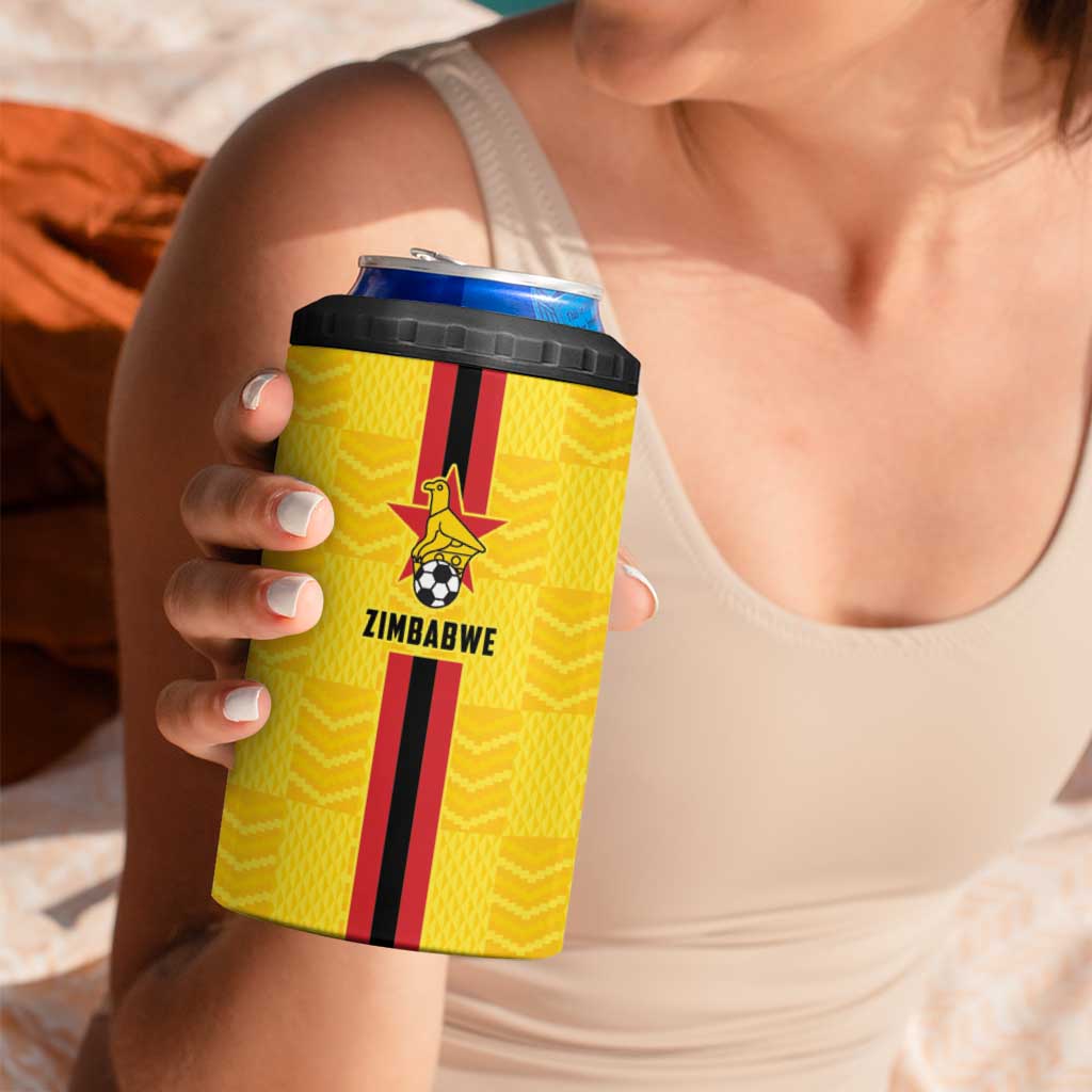 Zimbabwe Football Custom 4 in 1 Can Cooler Tumbler The Warriors with Zimbabwe Bird - Wonder Print Shop