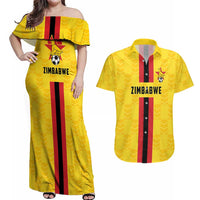 Zimbabwe Football Custom Couples Matching Off Shoulder Maxi Dress and Hawaiian Shirt The Warriors with Zimbabwe Bird - Wonder Print Shop