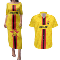 Zimbabwe Football Custom Couples Matching Puletasi and Hawaiian Shirt The Warriors with Zimbabwe Bird - Wonder Print Shop