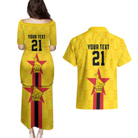 Zimbabwe Football Custom Couples Matching Puletasi and Hawaiian Shirt The Warriors with Zimbabwe Bird - Wonder Print Shop