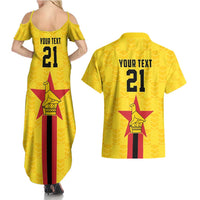 Zimbabwe Football Custom Couples Matching Summer Maxi Dress and Hawaiian Shirt The Warriors with Zimbabwe Bird - Wonder Print Shop