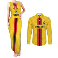 Zimbabwe Football Custom Couples Matching Tank Maxi Dress and Long Sleeve Button Shirt The Warriors with Zimbabwe Bird - Wonder Print Shop
