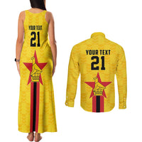 Zimbabwe Football Custom Couples Matching Tank Maxi Dress and Long Sleeve Button Shirt The Warriors with Zimbabwe Bird - Wonder Print Shop