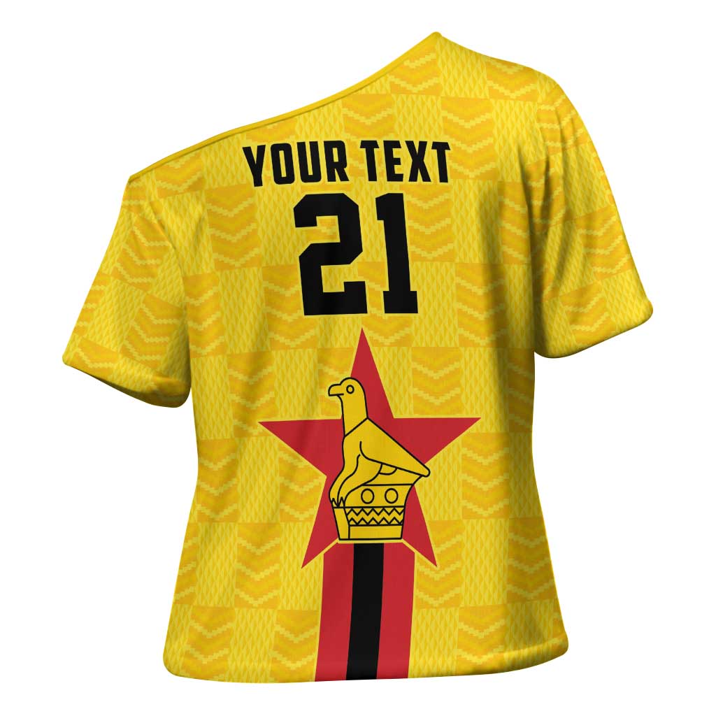 Zimbabwe Football Custom Cross Shoulder Shirt The Warriors with Zimbabwe Bird - Wonder Print Shop