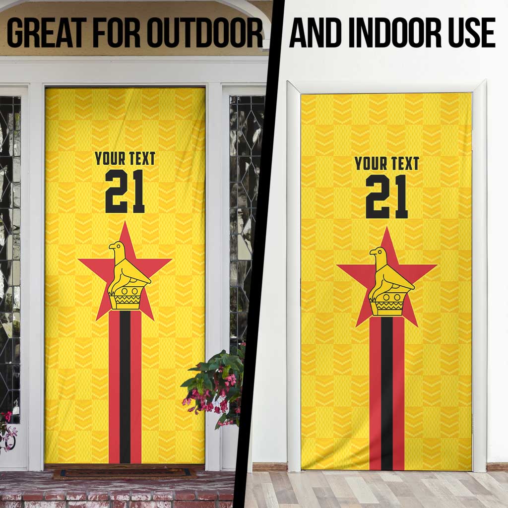 Zimbabwe Football Custom Door Cover The Warriors with Zimbabwe Bird - Wonder Print Shop