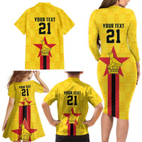 Zimbabwe Football Custom Family Matching Long Sleeve Bodycon Dress and Hawaiian Shirt The Warriors with Zimbabwe Bird - Wonder Print Shop