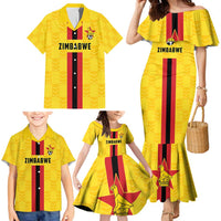 Zimbabwe Football Custom Family Matching Mermaid Dress and Hawaiian Shirt The Warriors with Zimbabwe Bird - Wonder Print Shop