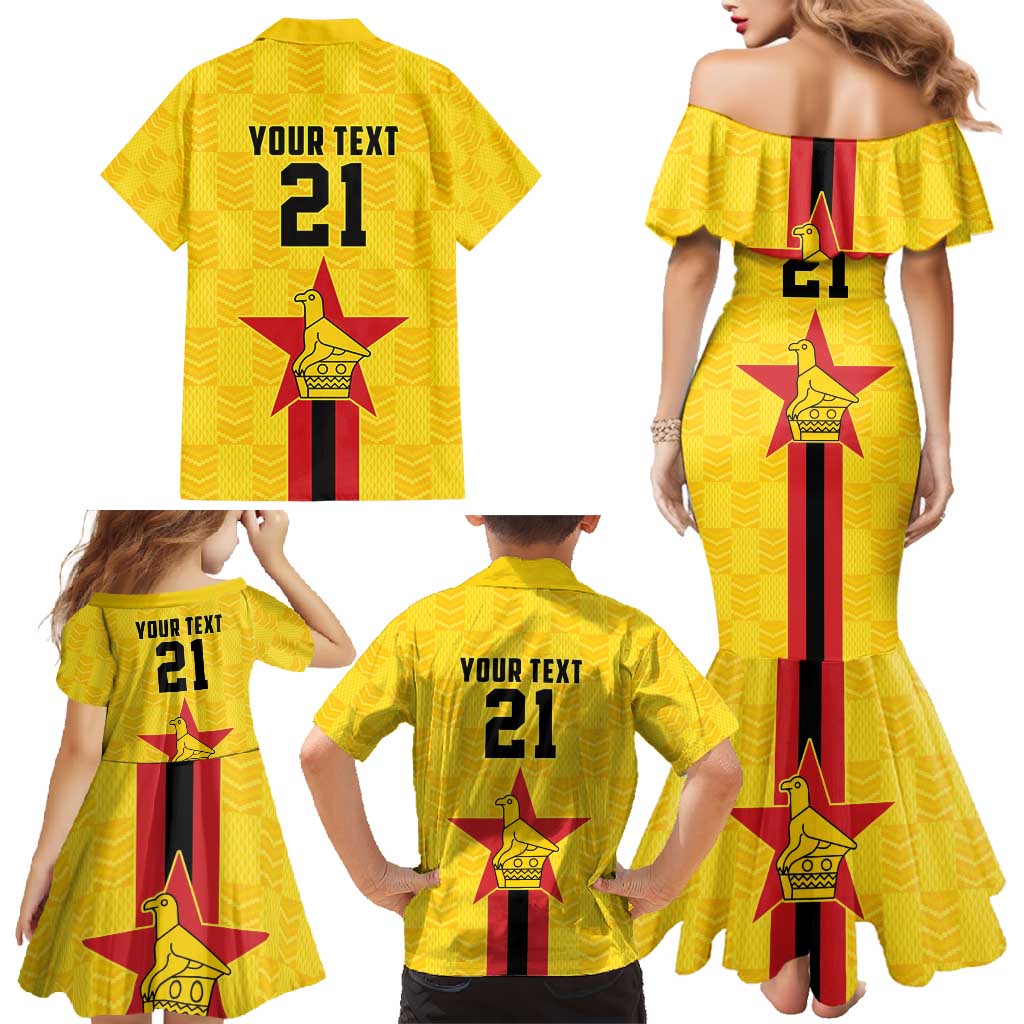 Zimbabwe Football Custom Family Matching Mermaid Dress and Hawaiian Shirt The Warriors with Zimbabwe Bird - Wonder Print Shop