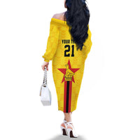 Zimbabwe Football Custom Family Matching Off The Shoulder Long Sleeve Dress and Hawaiian Shirt The Warriors with Zimbabwe Bird - Wonder Print Shop
