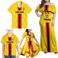 Zimbabwe Football Custom Family Matching Off Shoulder Maxi Dress and Hawaiian Shirt The Warriors with Zimbabwe Bird - Wonder Print Shop
