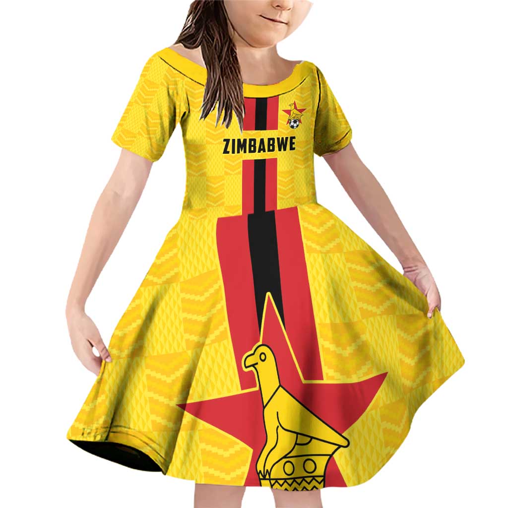 Zimbabwe Football Custom Family Matching Off Shoulder Short Dress and Hawaiian Shirt The Warriors with Zimbabwe Bird - Wonder Print Shop