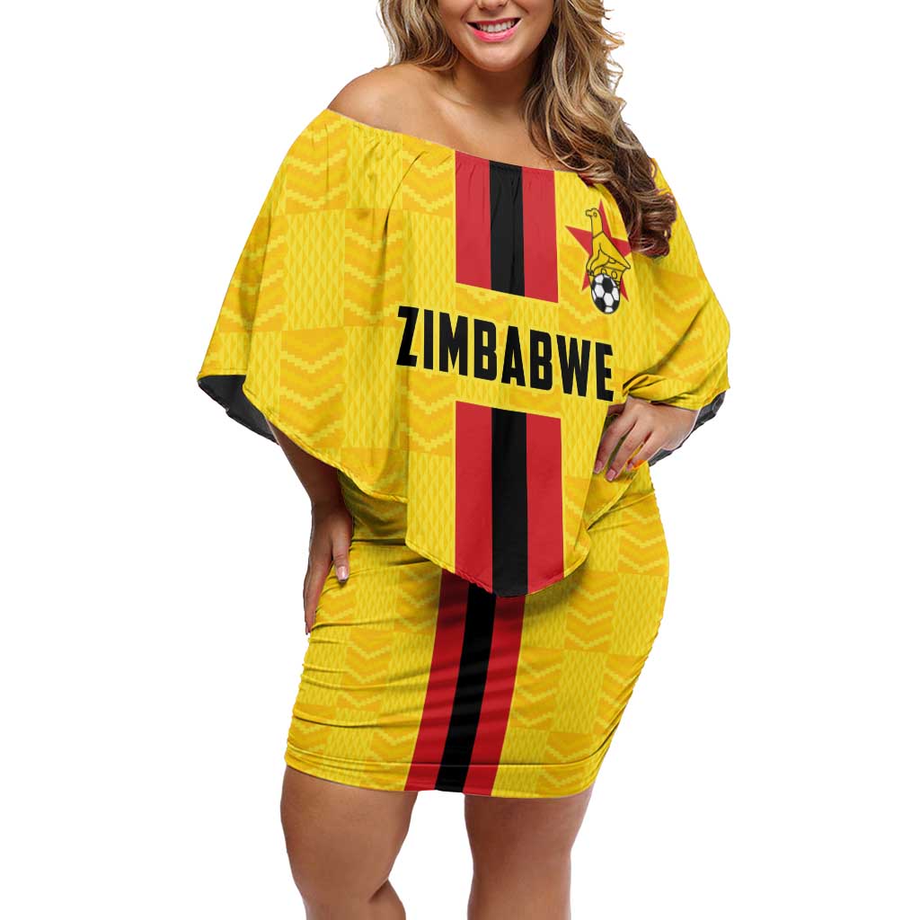 Zimbabwe Football Custom Family Matching Off Shoulder Short Dress and Hawaiian Shirt The Warriors with Zimbabwe Bird - Wonder Print Shop