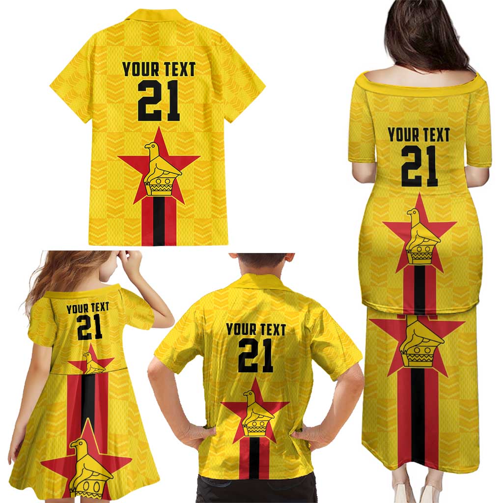 Zimbabwe Football Custom Family Matching Puletasi and Hawaiian Shirt The Warriors with Zimbabwe Bird - Wonder Print Shop