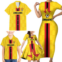 Zimbabwe Football Custom Family Matching Short Sleeve Bodycon Dress and Hawaiian Shirt The Warriors with Zimbabwe Bird - Wonder Print Shop