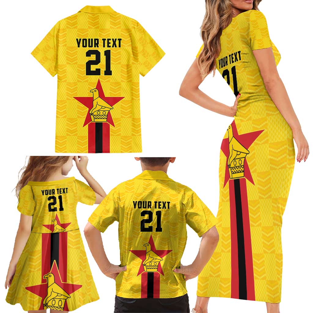 Zimbabwe Football Custom Family Matching Short Sleeve Bodycon Dress and Hawaiian Shirt The Warriors with Zimbabwe Bird - Wonder Print Shop