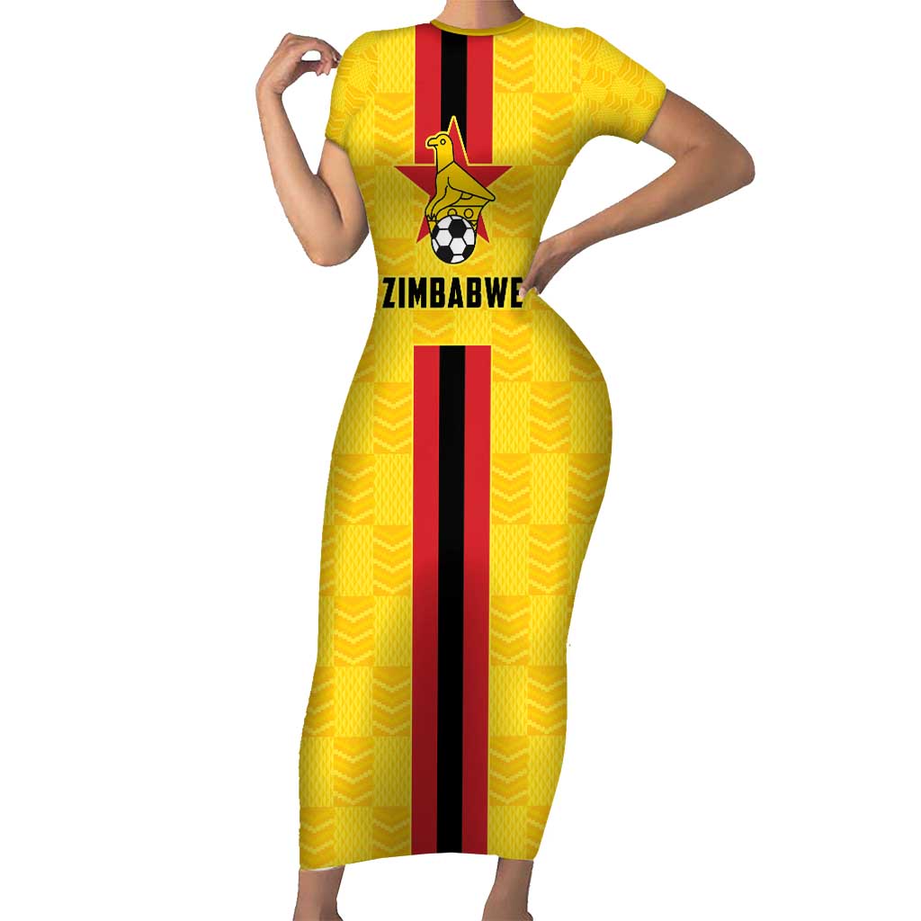 Zimbabwe Football Custom Family Matching Short Sleeve Bodycon Dress and Hawaiian Shirt The Warriors with Zimbabwe Bird - Wonder Print Shop