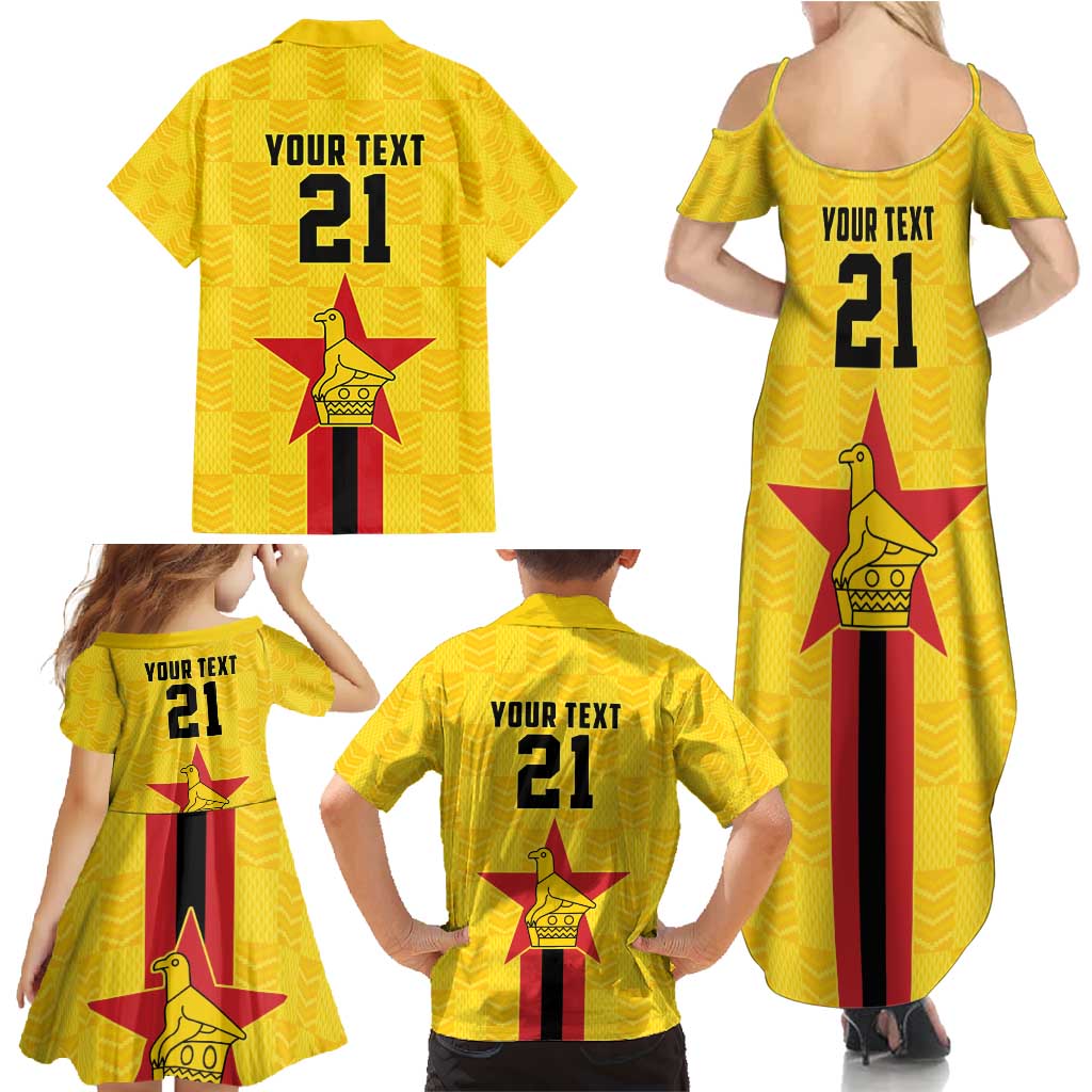Zimbabwe Football Custom Family Matching Summer Maxi Dress and Hawaiian Shirt The Warriors with Zimbabwe Bird - Wonder Print Shop