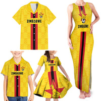 Zimbabwe Football Custom Family Matching Tank Maxi Dress and Hawaiian Shirt The Warriors with Zimbabwe Bird - Wonder Print Shop