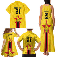 Zimbabwe Football Custom Family Matching Tank Maxi Dress and Hawaiian Shirt The Warriors with Zimbabwe Bird - Wonder Print Shop