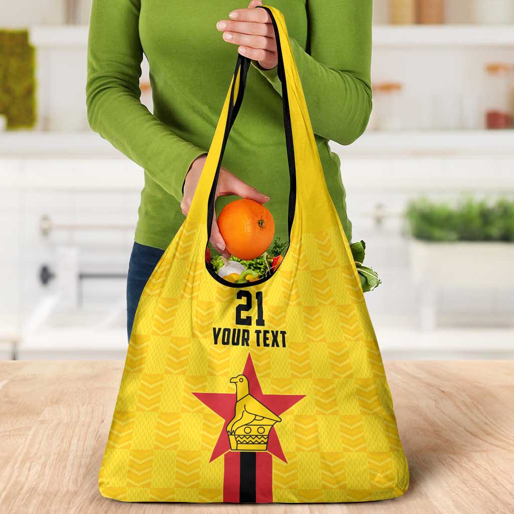 Zimbabwe Football Custom Grocery Bag The Warriors with Zimbabwe Bird - Wonder Print Shop