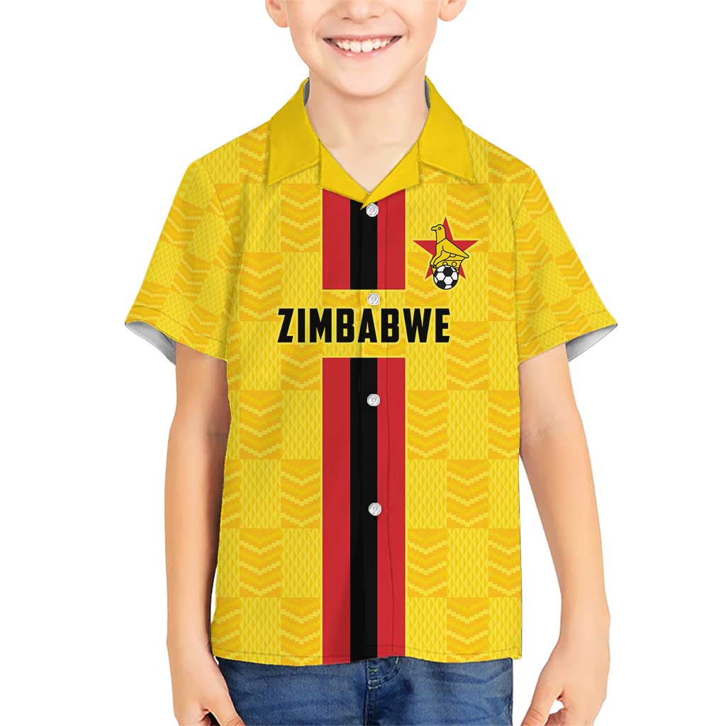 Zimbabwe Football Custom Kid Hawaiian Shirt The Warriors with Zimbabwe Bird - Wonder Print Shop