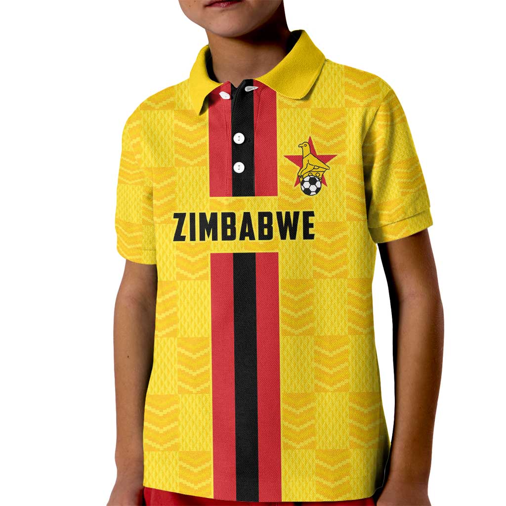 Zimbabwe Football Custom Kid Polo Shirt The Warriors with Zimbabwe Bird - Wonder Print Shop