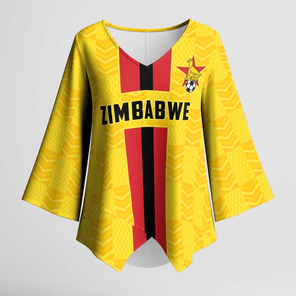 Zimbabwe Football Custom Kimono Sleeve Blouse The Warriors with Zimbabwe Bird - Wonder Print Shop