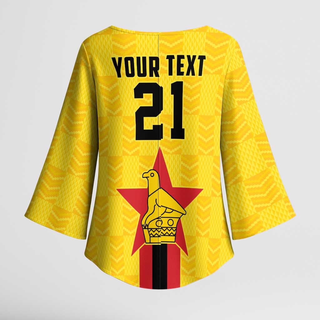 Zimbabwe Football Custom Kimono Sleeve Blouse The Warriors with Zimbabwe Bird - Wonder Print Shop