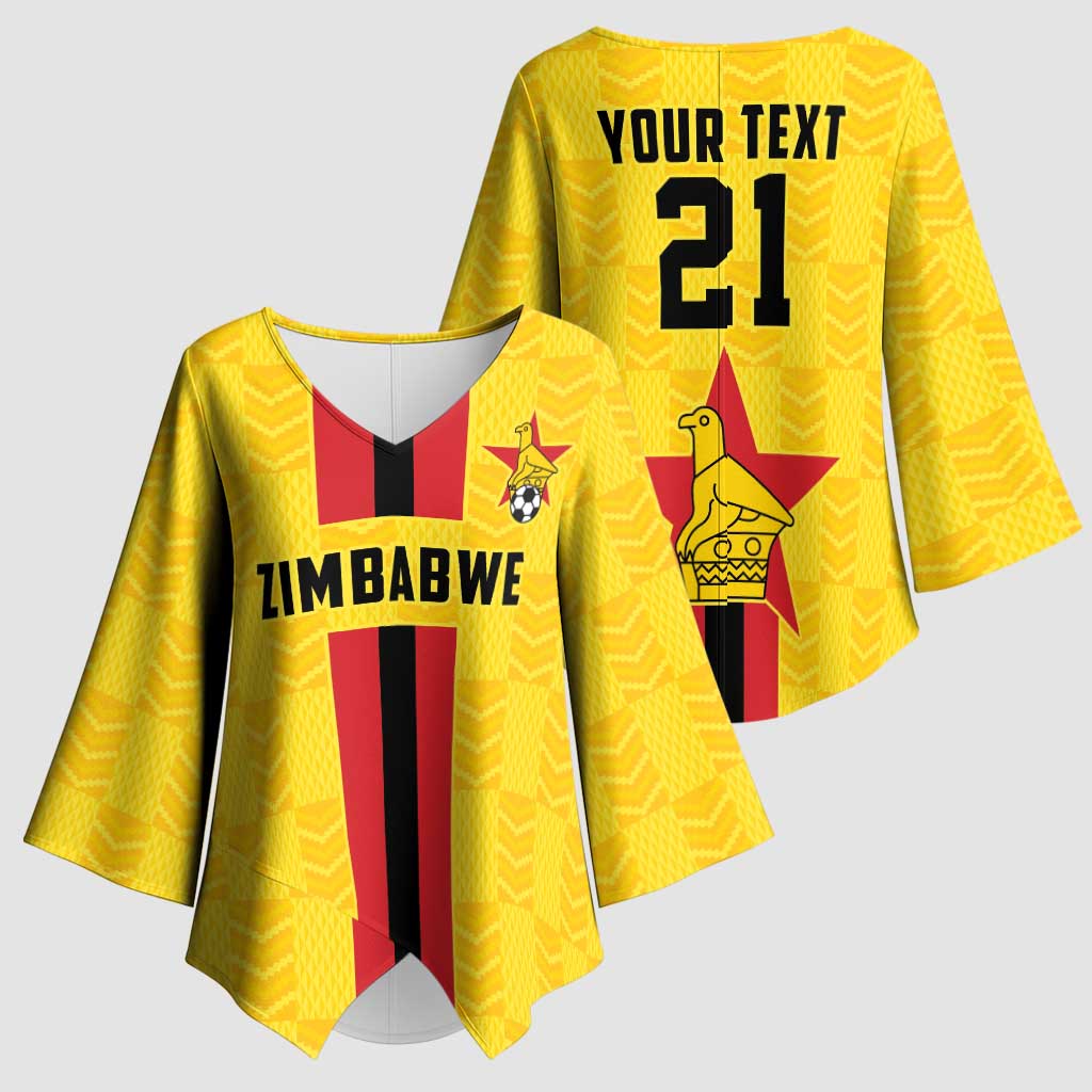 Zimbabwe Football Custom Kimono Sleeve Blouse The Warriors with Zimbabwe Bird - Wonder Print Shop